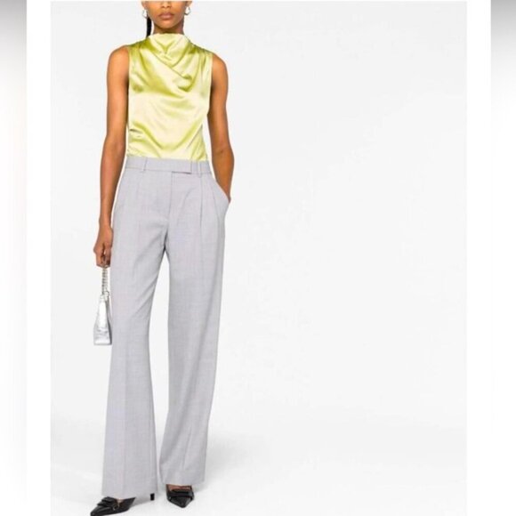 NEW WITH TAG Helmut Lang designer SILK Casual Tunic DRAPE cowlneck lime Top XS - Picture 6 of 10